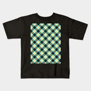 Green and Yellow Plaid Pattern Kids T-Shirt